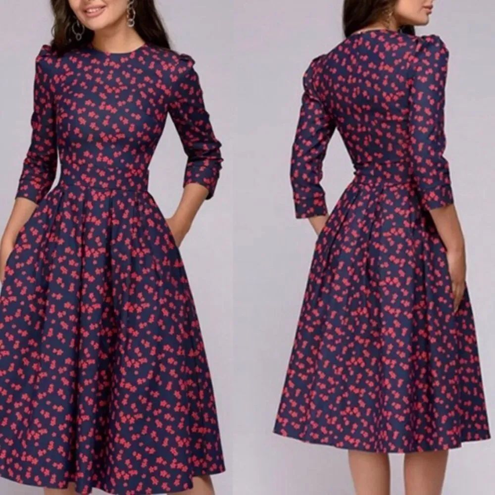 Floral Retro Women Dress Size S
